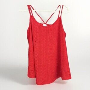 XIEERDUO Women's Red Eyelet Summer With Shoulder Straps Summer Boho Whimsigoth L